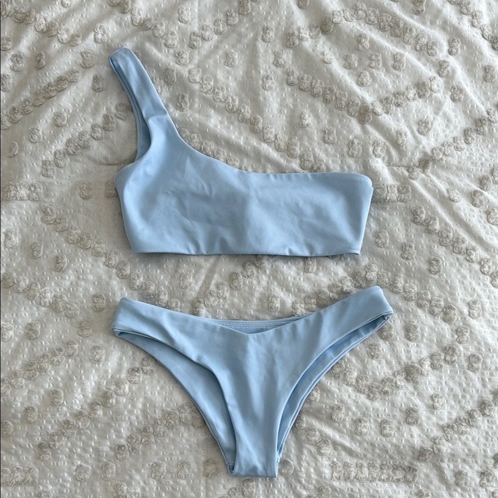Blue Asymmetrical Bikini Swimwear